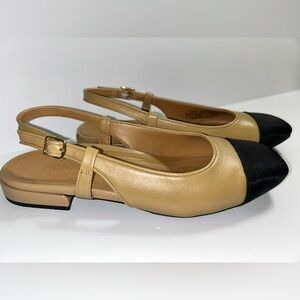 Vionic Petaluma Slingback Tan Black 51901 Women’s Flats Size 7